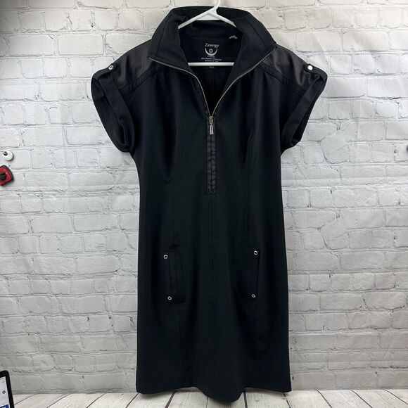 Zenergy Chicos Dress Black Stretch Hooded Neema Activewear Golf Size 0 - Picture 2 of 16